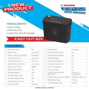 Kores easy cut paper shredder model (825)